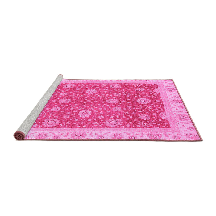Sideview of Machine Washable Oriental Pink Traditional Rug, wshabs3652pnk