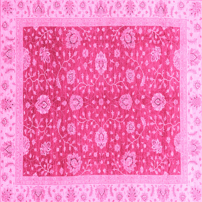 Square Machine Washable Oriental Pink Traditional Rug, wshabs3652pnk