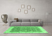 Machine Washable Oriental Emerald Green Traditional Area Rugs in a Living Room,, wshabs3652emgrn