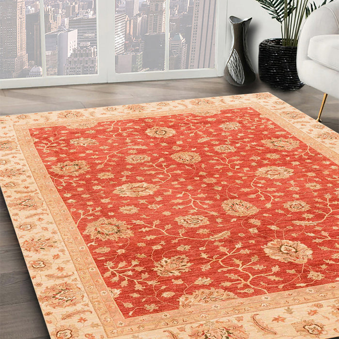 Machine Washable Abstract Orange Red Rug in a Family Room, wshabs3652