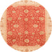 Round Abstract Orange Red Oriental Rug, abs3652