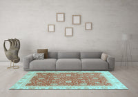 Machine Washable Oriental Light Blue Traditional Rug, wshabs3652lblu