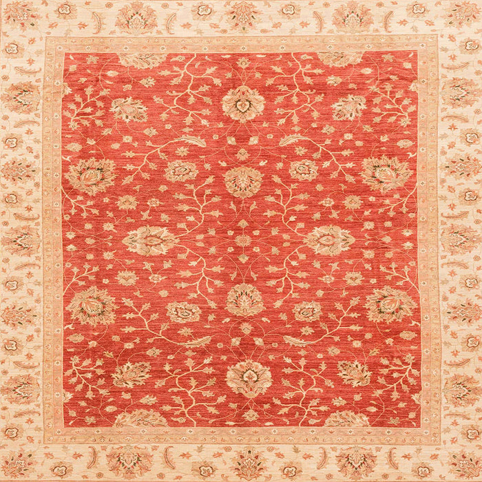 Square Machine Washable Abstract Orange Red Rug, wshabs3652