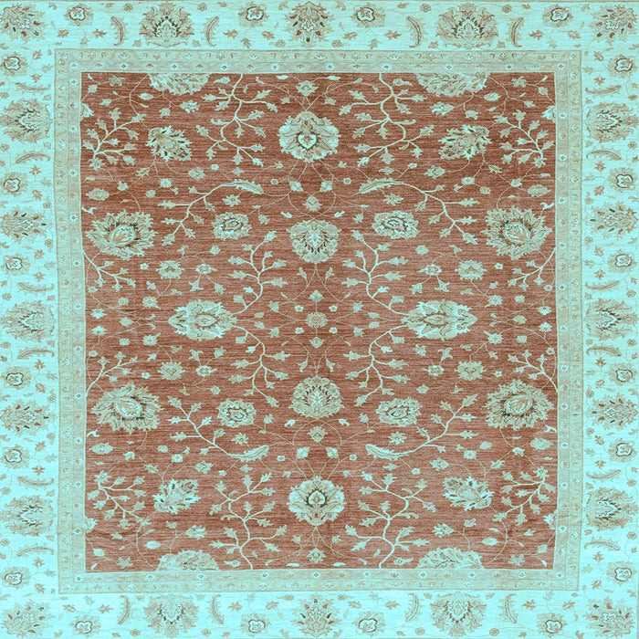 Square Machine Washable Oriental Light Blue Traditional Rug, wshabs3652lblu