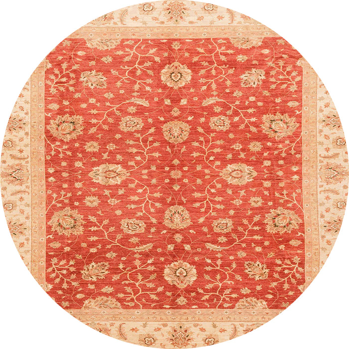 Round Machine Washable Abstract Orange Red Rug, wshabs3652