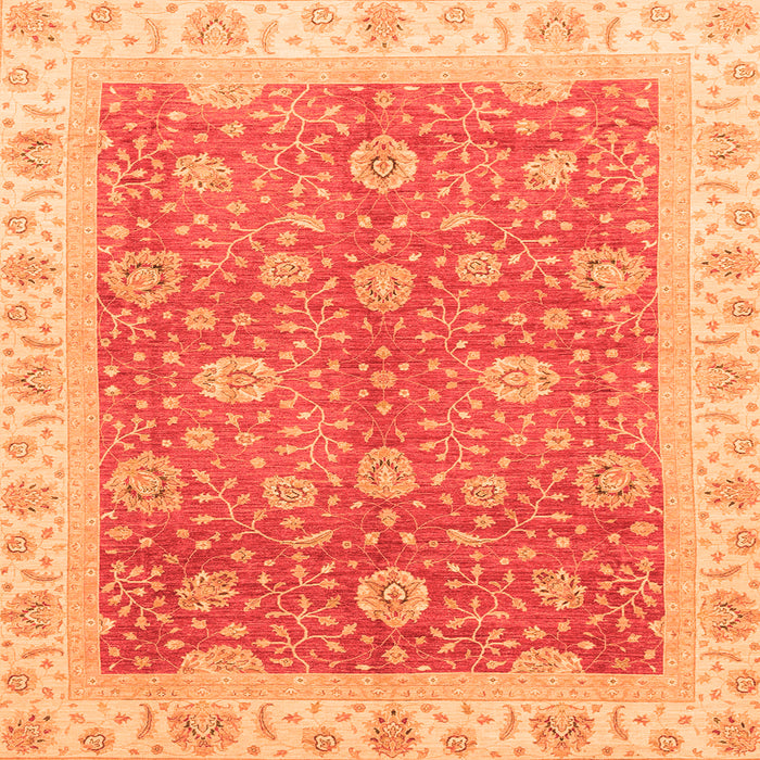 Square Machine Washable Oriental Orange Traditional Area Rugs, wshabs3652org