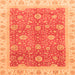 Square Machine Washable Oriental Orange Traditional Area Rugs, wshabs3652org