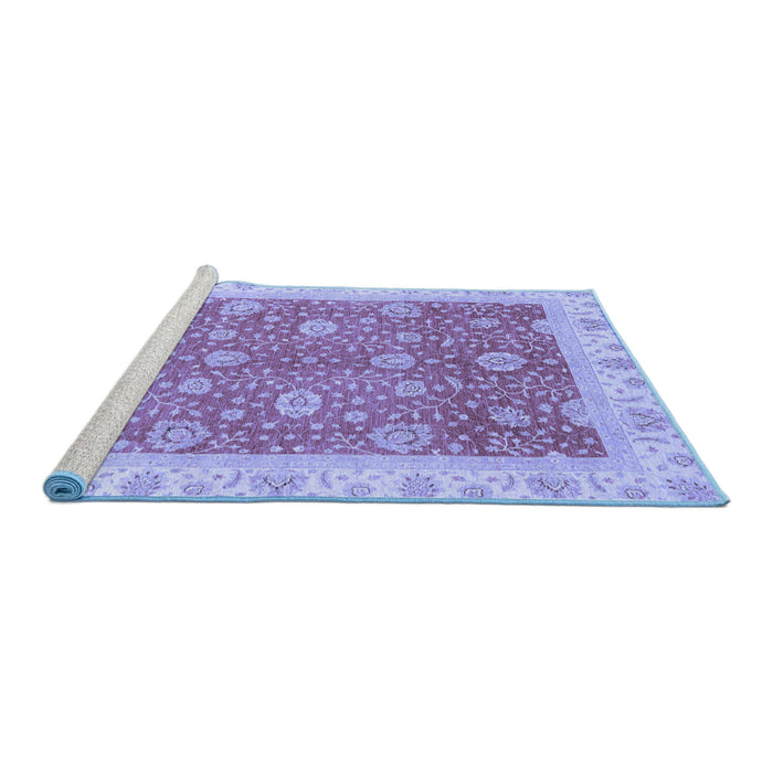 Sideview of Machine Washable Oriental Blue Traditional Rug, wshabs3652blu