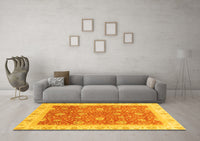 Machine Washable Oriental Yellow Traditional Rug, wshabs3652yw