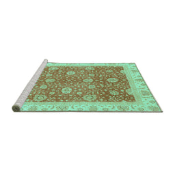 Sideview of Machine Washable Oriental Turquoise Traditional Area Rugs, wshabs3652turq