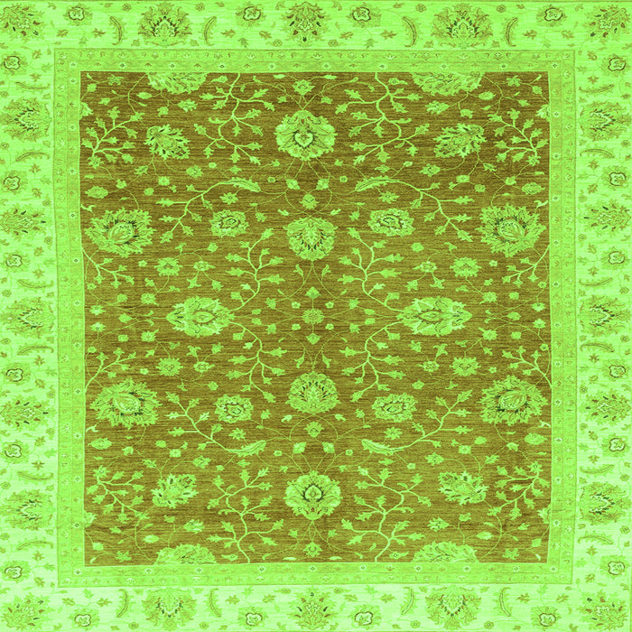 Square Machine Washable Oriental Green Traditional Area Rugs, wshabs3652grn