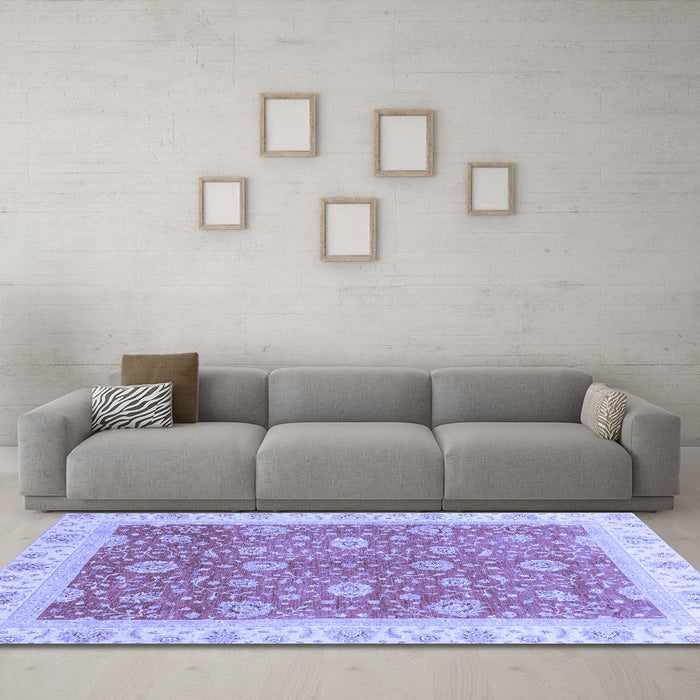 Machine Washable Oriental Blue Traditional Rug in a Living Room, wshabs3652blu