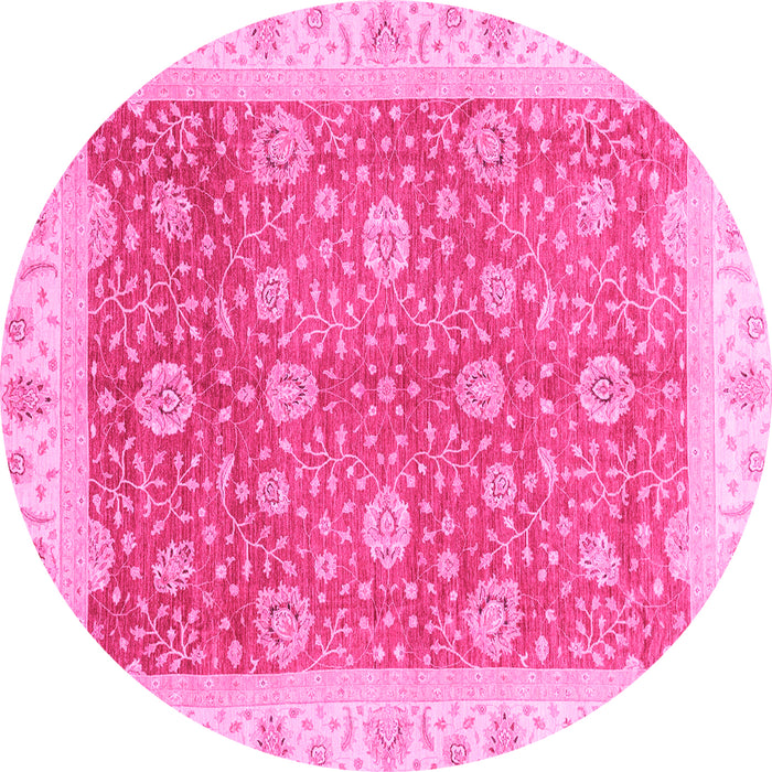 Round Machine Washable Oriental Pink Traditional Rug, wshabs3652pnk