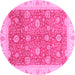 Round Machine Washable Oriental Pink Traditional Rug, wshabs3652pnk