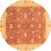 Round Oriental Brown Traditional Rug, abs3652brn