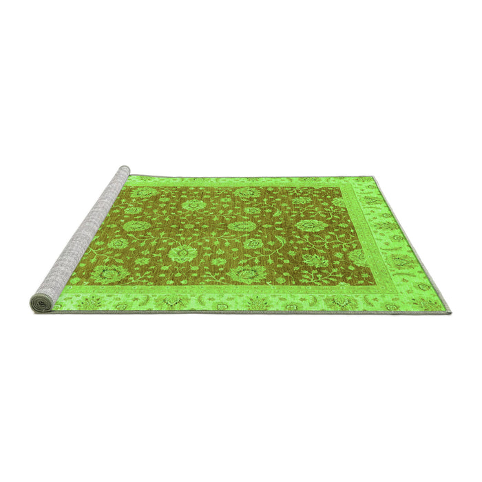 Sideview of Machine Washable Oriental Green Traditional Area Rugs, wshabs3652grn