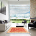 Square Machine Washable Abstract Orange Red Rug in a Living Room, wshabs3652