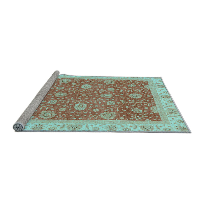 Sideview of Machine Washable Oriental Light Blue Traditional Rug, wshabs3652lblu