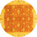 Round Machine Washable Oriental Yellow Traditional Rug, wshabs3652yw