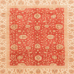 Square Abstract Orange Red Oriental Rug, abs3652