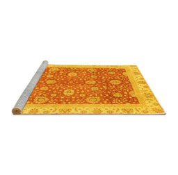 Sideview of Machine Washable Oriental Yellow Traditional Rug, wshabs3652yw