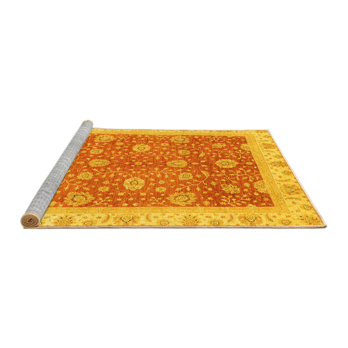 Sideview of Machine Washable Oriental Yellow Traditional Rug, wshabs3652yw