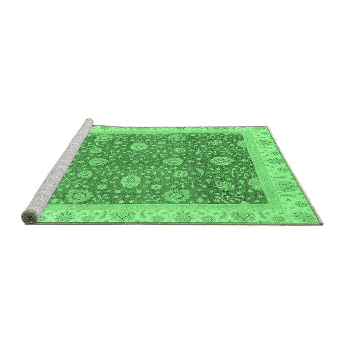 Sideview of Machine Washable Oriental Emerald Green Traditional Area Rugs, wshabs3652emgrn