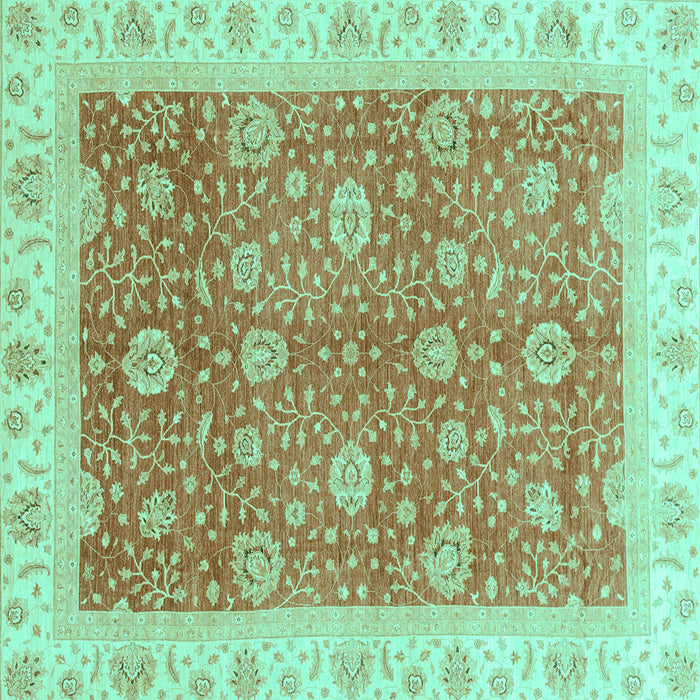 Square Oriental Turquoise Traditional Rug, abs3652turq