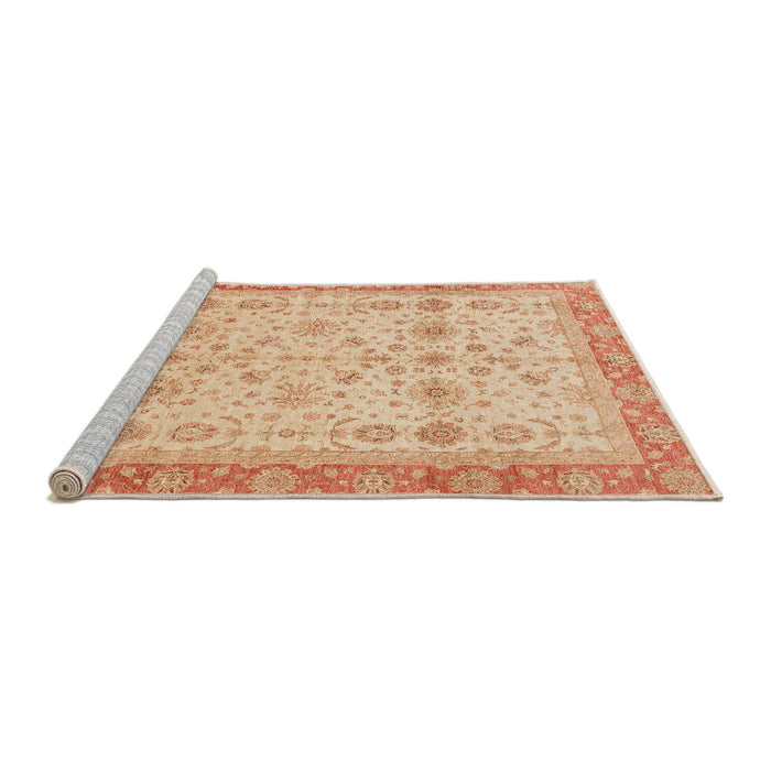 Sideview of Machine Washable Abstract Indian Saffron Orange Rug, wshabs3653
