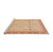 Sideview of Machine Washable Abstract Indian Saffron Orange Rug, wshabs3653