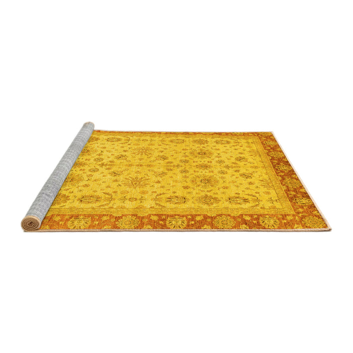 Sideview of Machine Washable Oriental Yellow Traditional Rug, wshabs3653yw