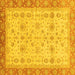 Square Machine Washable Oriental Yellow Traditional Rug, wshabs3653yw