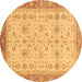 Round Oriental Brown Traditional Rug, abs3653brn