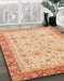 Abstract Indian Saffron Orange Oriental Rug in Family Room, abs3653