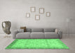 Machine Washable Oriental Emerald Green Traditional Area Rugs in a Living Room,, wshabs3653emgrn