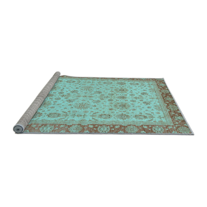Sideview of Machine Washable Oriental Light Blue Traditional Rug, wshabs3653lblu