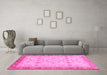 Machine Washable Oriental Pink Traditional Rug in a Living Room, wshabs3653pnk