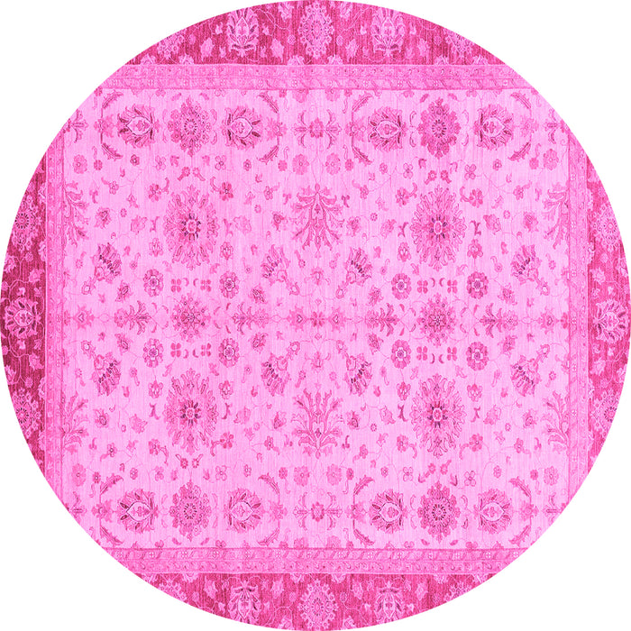 Round Oriental Pink Traditional Rug, abs3653pnk