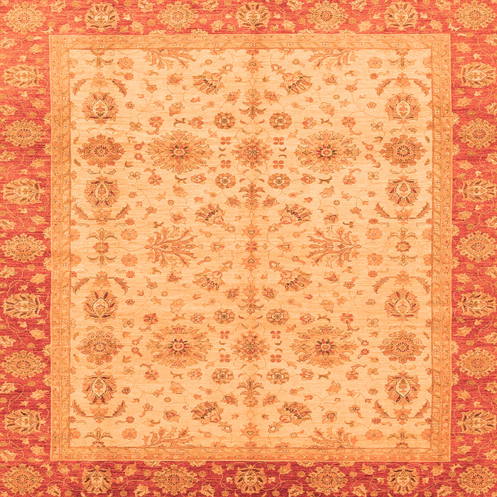 Square Machine Washable Oriental Orange Traditional Area Rugs, wshabs3653org