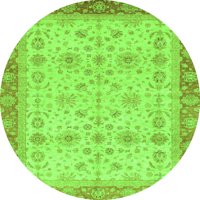 Round Oriental Green Traditional Rug, abs3653grn