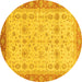 Round Oriental Yellow Traditional Rug, abs3653yw