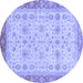 Round Oriental Blue Traditional Rug, abs3653blu