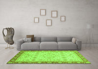 Machine Washable Abstract Green Modern Rug, wshabs3654grn