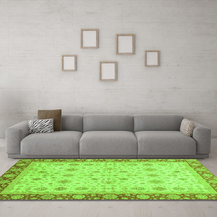 Machine Washable Abstract Green Modern Area Rugs in a Living Room,, wshabs3654grn
