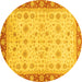 Round Abstract Yellow Modern Rug, abs3654yw