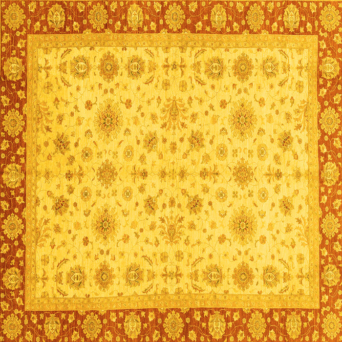 Square Machine Washable Abstract Yellow Modern Rug, wshabs3654yw
