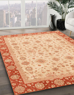 Abstract Bright Orange Modern Rug in Family Room, abs3654