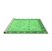 Sideview of Machine Washable Abstract Emerald Green Modern Area Rugs, wshabs3654emgrn