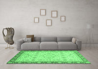 Machine Washable Abstract Emerald Green Modern Rug, wshabs3654emgrn