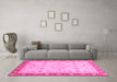 Machine Washable Abstract Pink Modern Rug in a Living Room, wshabs3654pnk